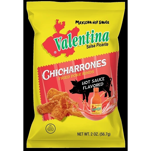 Valentina Hot Sauce Pork Rinds, 12 x 2 oz Case - Condiments & Sauces