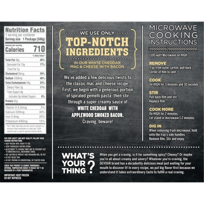 Devour WHITE CHEDDAR MAC N CHEESE WITH BACON, 8 x 12 oz Case - DOT product image 5