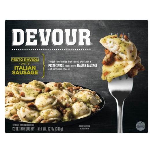 Devour PESTO RAVIOLI WITH ITALIAN SAUSAGE, 8 x 12 oz Case - DOT product image 2