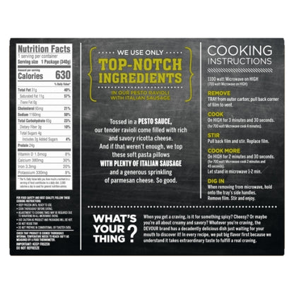 Devour PESTO RAVIOLI WITH ITALIAN SAUSAGE, 8 x 12 oz Case - DOT product image 5