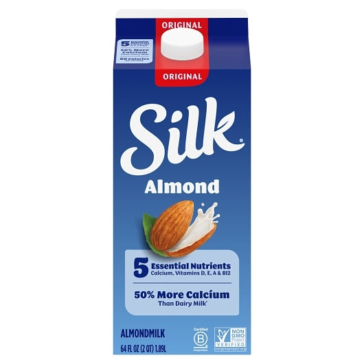 Silk Extended Shelf Life Pure Original Almond Milk, 6 x 64 fl oz Case - Beverages