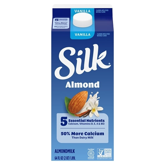 Silk Extended Shelf Life Pure Vanilla Almond Milk, 6 x 64 fl oz Case - Beverages