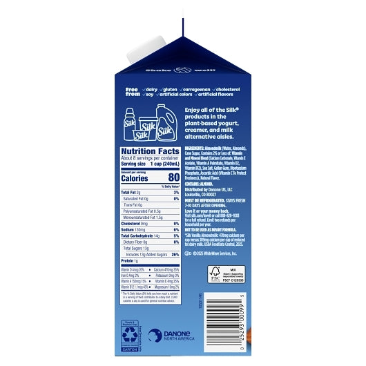 Silk Extended Shelf Life Pure Vanilla Almond Milk, 6 x 64 fl oz Case - DOT product image 5