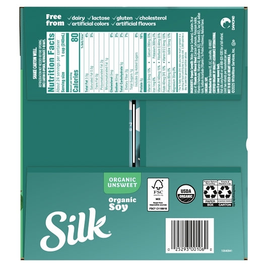 Silk Aseptic Unsweetened Soymilk, 6 x 32 fl oz Case - DOT product image 3