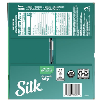 Silk Aseptic Unsweetened Soymilk, 6 x 32 fl oz Case - DOT product image 3