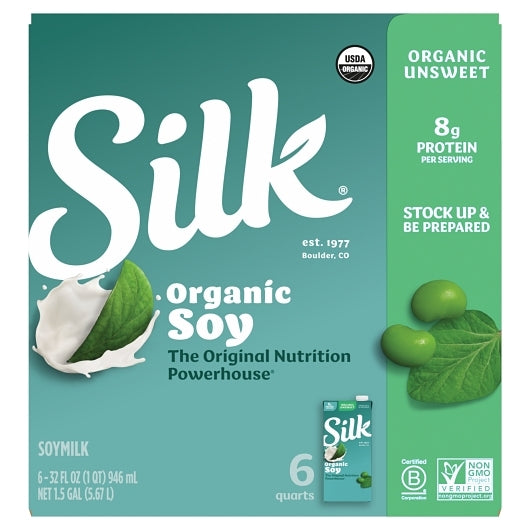 Silk Aseptic Unsweetened Soymilk, 6 x 32 fl oz Case - DOT product image 7