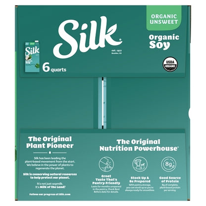 Silk Aseptic Unsweetened Soymilk, 6 x 32 fl oz Case - DOT product image 5