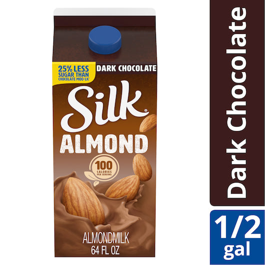 Silk Extended Shelf Life Pure Dark Chocolate Almond Milk, 6 x 64 fl oz Case - Candy & Confections