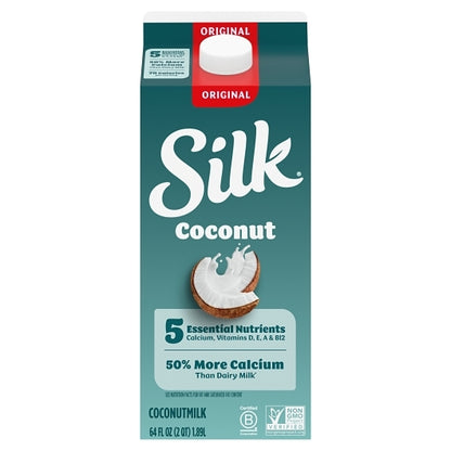 Silk Extended Shelf Life Pure Original Coconut Milk, 6 x 64 fl oz Case - Pantry Ingredients