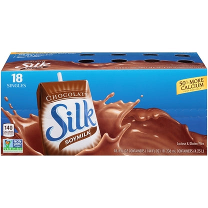 Silk Aseptic Chocolate Soy Milk, 18 x 8 fl oz Case - Beverages
