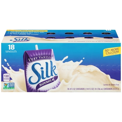 Silk Aseptic Very Vanilla Soy Milk, 18 x 8 fl oz Case - Beverages
