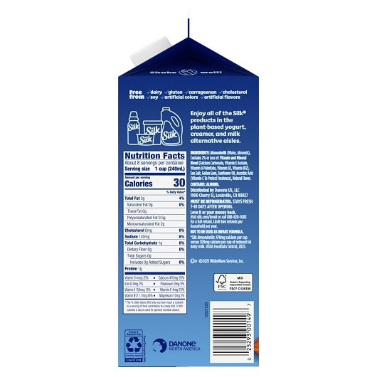 Silk Extended Shelf Life Unsweetened Almond Milk, 6 x 64 fl oz Case - DOT product image 3