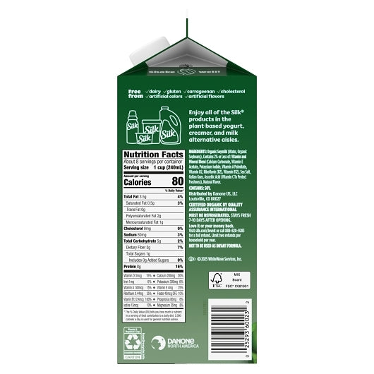 Silk Organic Unsweetened Soy Milk, 6 x 64 fl oz Case - DOT product image 3
