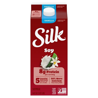 Silk Extended Shelf Life Vanilla Soymilk, 6 x 64 fl oz Case - Beverages