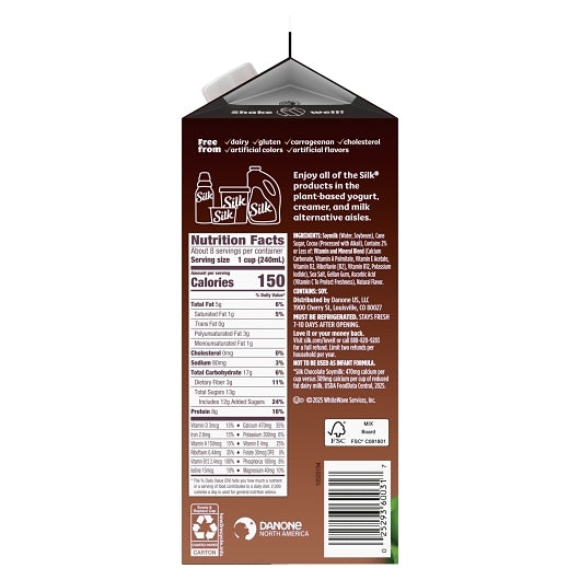 Silk All-Natural Chocolate Soy Milk, 6 x 64 fl oz Case - DOT product image 3