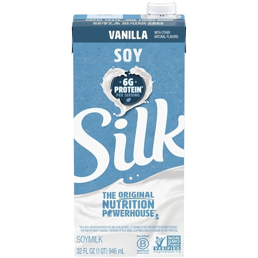 Silk Aseptic Vanilla Soymilk, 12 x 32 fl oz Case - Beverages