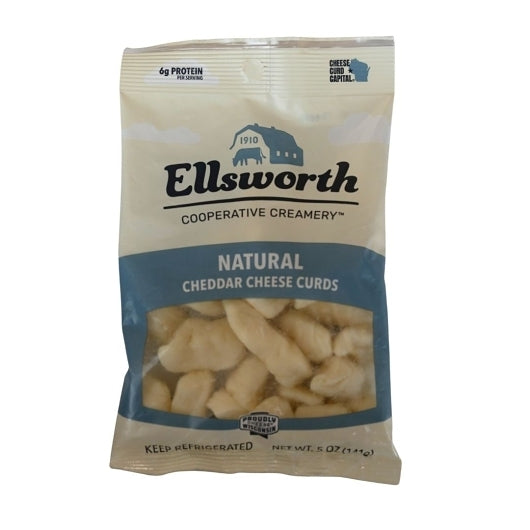 Ellsworth Natural White Cheddar Cheese Curds, 12 x 5 oz Case - Cheese & Dairy