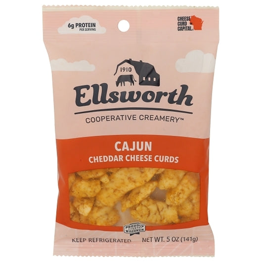 ELLSWORTH Cheese Curd Natural White Cheddar Cheese with Cajun Seasoning, 12 x 5 oz Case - Spices Seasonings