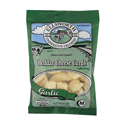 Ellsworth Natural White Garlic Cheddar Cheese Curds, 12 x 5 oz Case - Cheese & Dairy