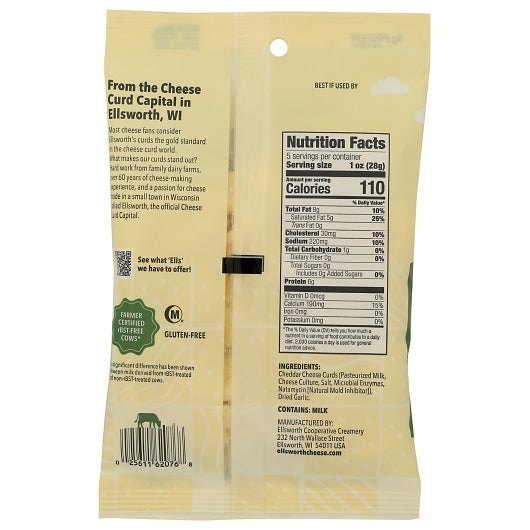 Ellsworth Natural White Garlic Cheddar Cheese Curds, 12 x 5 oz Case - DOT product image 6