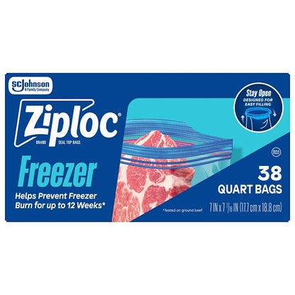 DOUBLE ZIPPER FREEZER Value Pack Quart Freezer Bag, 9 x 38 ct Case - Disposables
