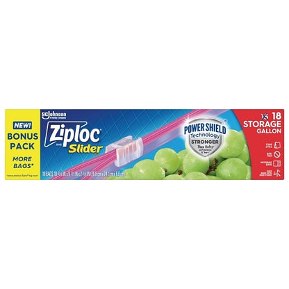 Ziploc Slider Storage Gal 18Ct, 12 x 18 ct Case - Disposables