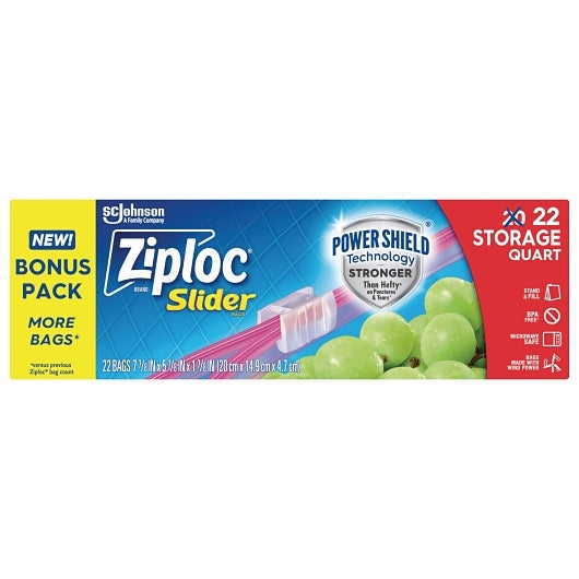 Ziploc Slider Storage Quart 22Ct, 12 x 22 ct Case - Disposables