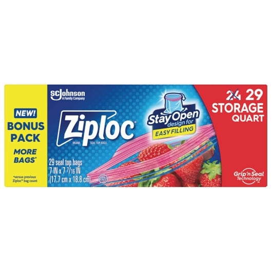 Ziploc Suso Storage Quart Bag 29 Ct, 12 x 29 ct Case - Disposables