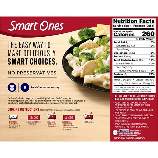 Smart Ones Creamy Rigatoni with BROCCOLI & CHICKEN, 12 x 9 oz Case - DOT product image 4