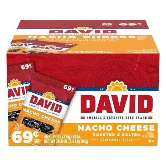 David Sunflower Seeds In Shell Nacho, 9 x 36 x 0.8 oz Case - DOT product image 2