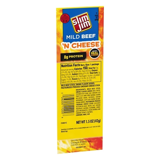 Slim Jim Beef And Cheese Snack Sticks, 6 x 18 x 1.5 oz Case - DOT product image 5