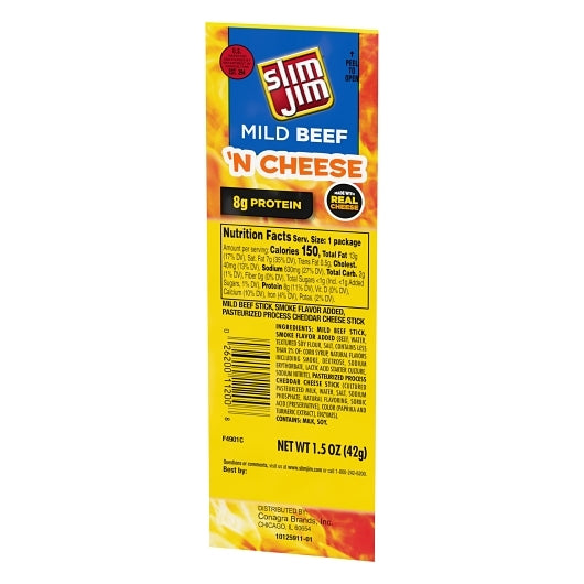 Slim Jim Beef And Cheese Snack Sticks, 6 x 18 x 1.5 oz Case - DOT product image 3