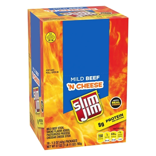 Slim Jim Beef And Cheese Snack Sticks, 6 x 18 x 1.5 oz Case - DOT product image 6