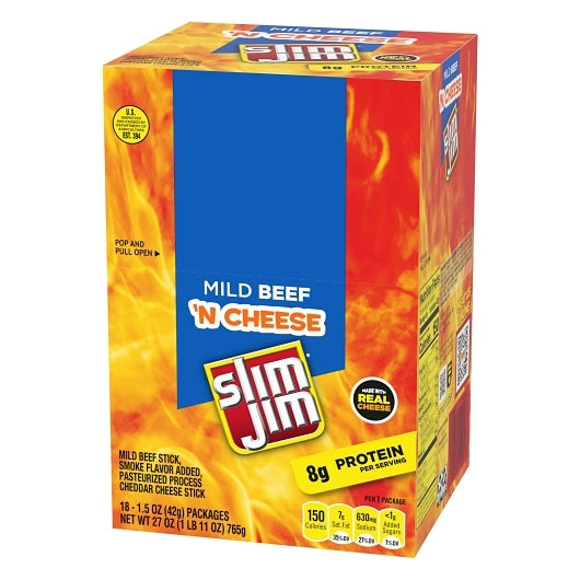 Slim Jim Beef And Cheese Snack Sticks, 6 x 18 x 1.5 oz Case - DOT product image 4
