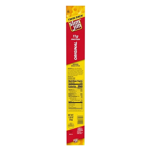 Slim Jim Meat Stick Original Flavor Twin Pack, 1 x 24 x 288 ct Case - Meat Snacks