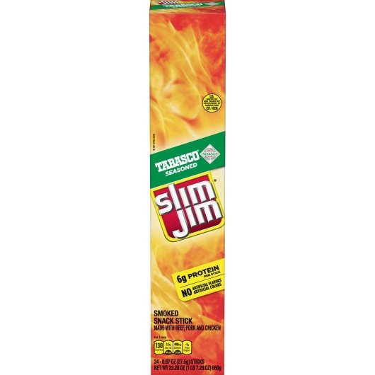 Slim Jim Giant Tabasco Snack Sticks, 6 x 24 x 0.97 oz Case - DOT product image 2