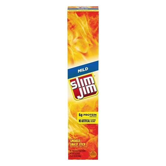 Slim Jim Giant Mild Snack Sticks, 6 x 24 x 0.97 oz Case - Meat Snacks
