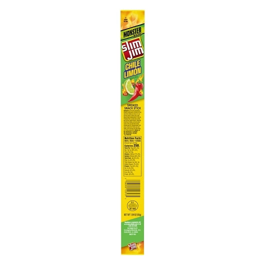 Slim Jim Chile Limon Pork & Beef Snacks, 6 x 18 x 1.94 oz Case - Meat Snacks
