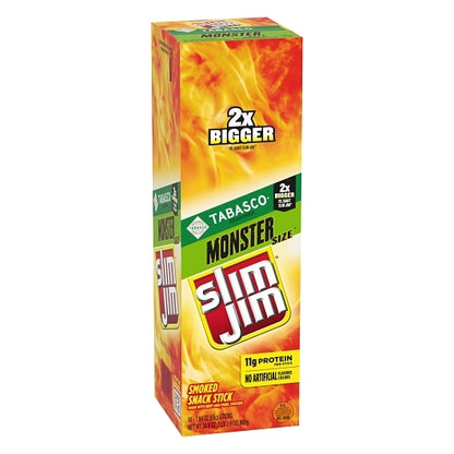 Slim Jim Monster Tabasco Flavored Smoked Meat Snack Sticks, 6 x 18 x 1.94 oz Case - DOT product image 3