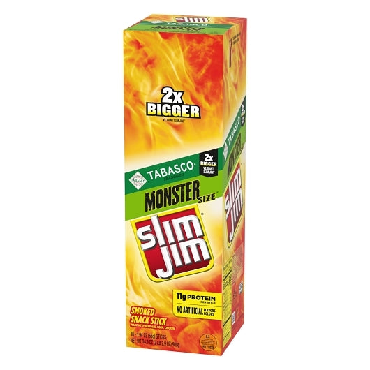 Slim Jim Monster Tabasco Flavored Smoked Meat Snack Sticks, 6 x 18 x 1.94 oz Case - DOT product image 4