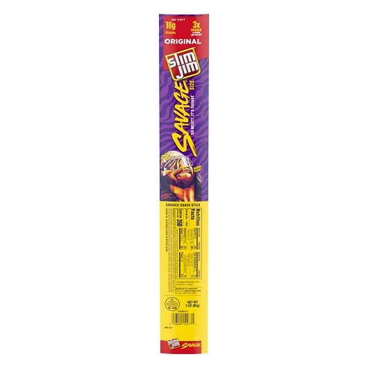 Slim Jim Meat Sticks Savage Original, 6 x 12 x 3 oz Case - Meat Snacks