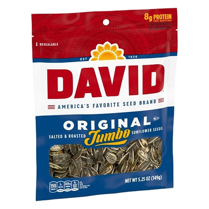 David Roasted & Salted Original Jumbo Sunflower Seeds, 12 x 5.25 oz Case - DOT product image 3