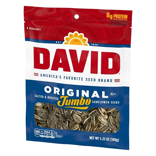David Roasted & Salted Original Jumbo Sunflower Seeds, 12 x 5.25 oz Case - DOT product image 4