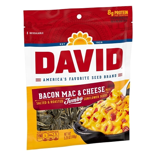 David SALTED BACON MAC & CHEESE SUNFLOWER SEED, 12 x 5.25 oz Case - Alternate product angle or state