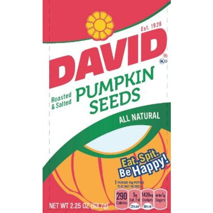 David Original Pumpkin Seeds, 12 x 2.25 oz Case - Nuts & Seeds