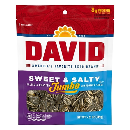 David Sunflower Seeds Sweet & Salty, 12 x 5.25 oz Case - Nuts & Seeds