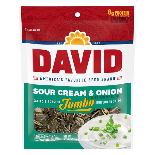 David Sunflower Seeds Sour Cream & Onion, 12 x 5.25 oz Case - Nuts & Seeds