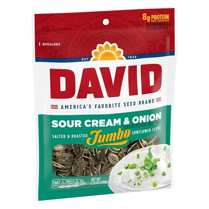 David SUNFLOWER SEEDS SOUR CREAM & ONION, 12 x 5.25 oz Case - Alternate product angle or state