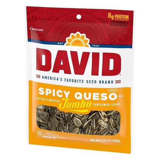 David Spicy Queso Jumbo Sunflower Seeds, 12 x 5.25 oz Case - DOT product image 3