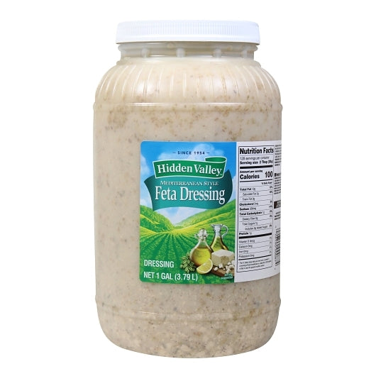 Hidden Valley Mediterranean-Style Feta Dressing Shelf Stable Plastic Wide Mouth Jars, 2 x 1 GA Case - Condiments &